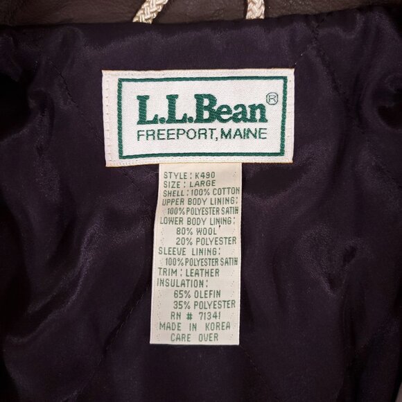 Vtg LL Bean Jacket Mens Large Field Barn Chore Leather Collar Wool Lined Hunting - Picture 11 of 15